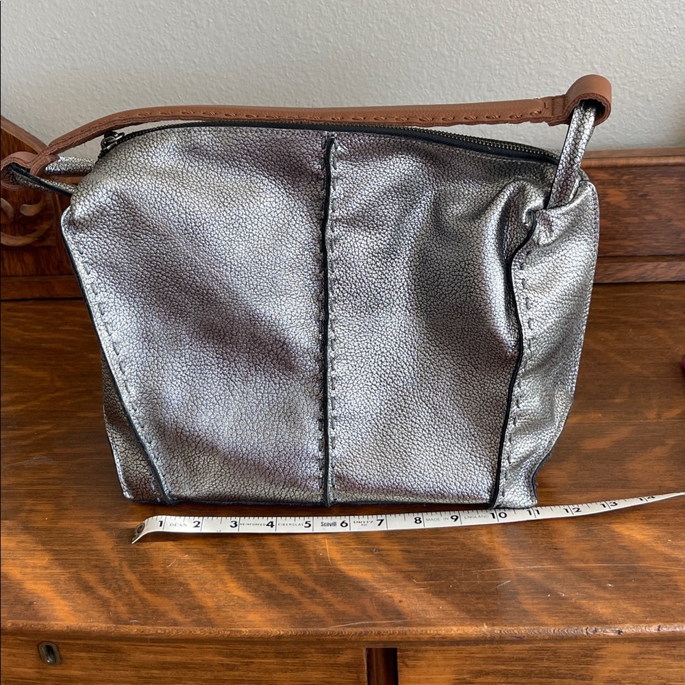 The Sak Metallic Silver and Brown Shoulder Bag